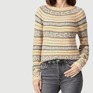 Sweet Baby Jamie Mizrahi Anthropologie Nordic retro Stripe wool cozy Sweater LG